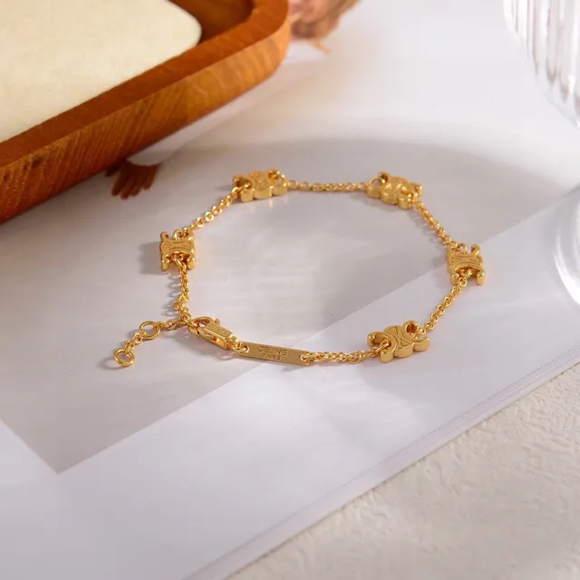 Gold Chain Five Ornamental Links Bracelet 2