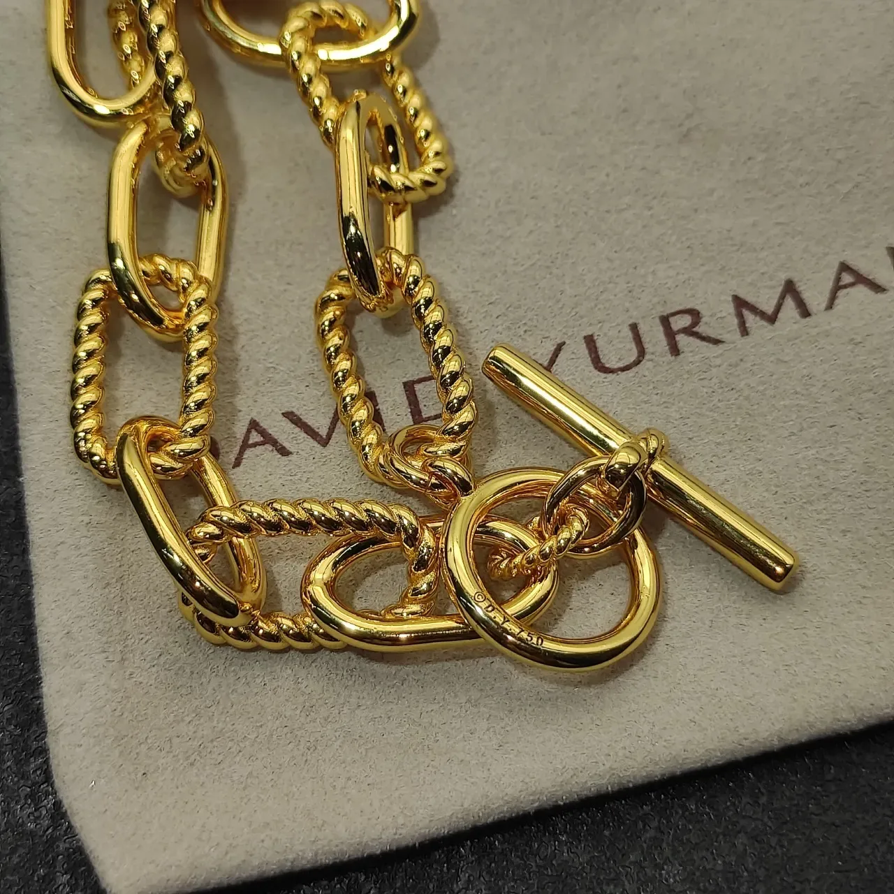 Gold Chunky Chain Links Twisted Rope Detailing Bracelet 4