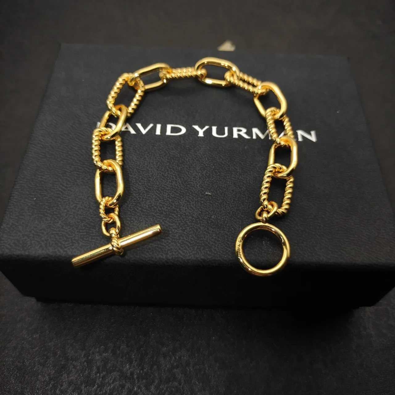 Gold Chunky Chain Links Twisted Rope Detailing Bracelet 7
