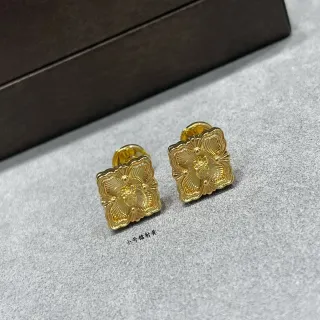Gold Floral Motif Stud Earrings