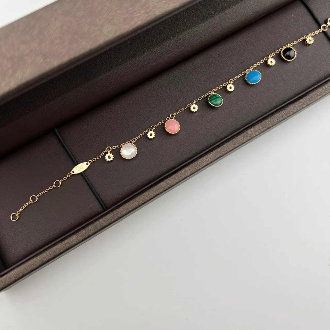 Gold Multicolor Chain Dangling Compass-Star Charms Bracelet 2