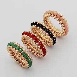 Gold Multicolor Coiled Multi-Row Beaded Ring
