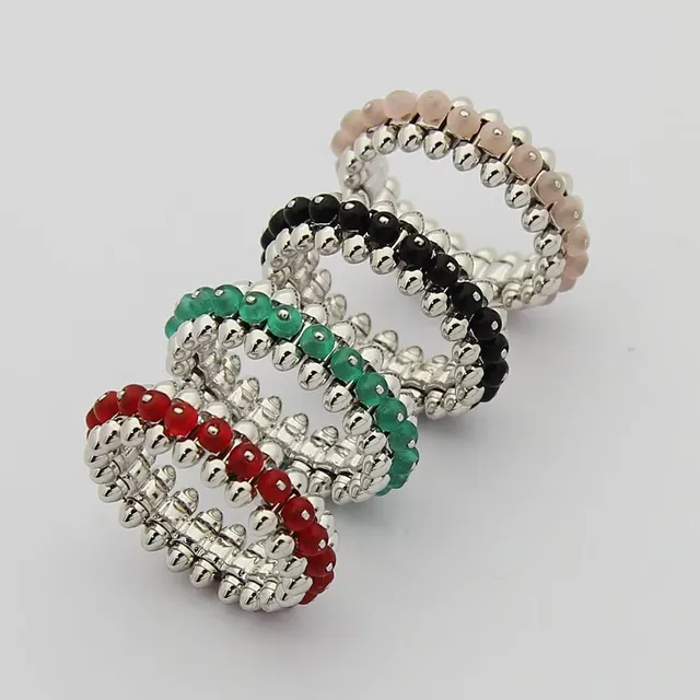 Gold Multicolor Coiled Multi-Row Beaded Ring 5