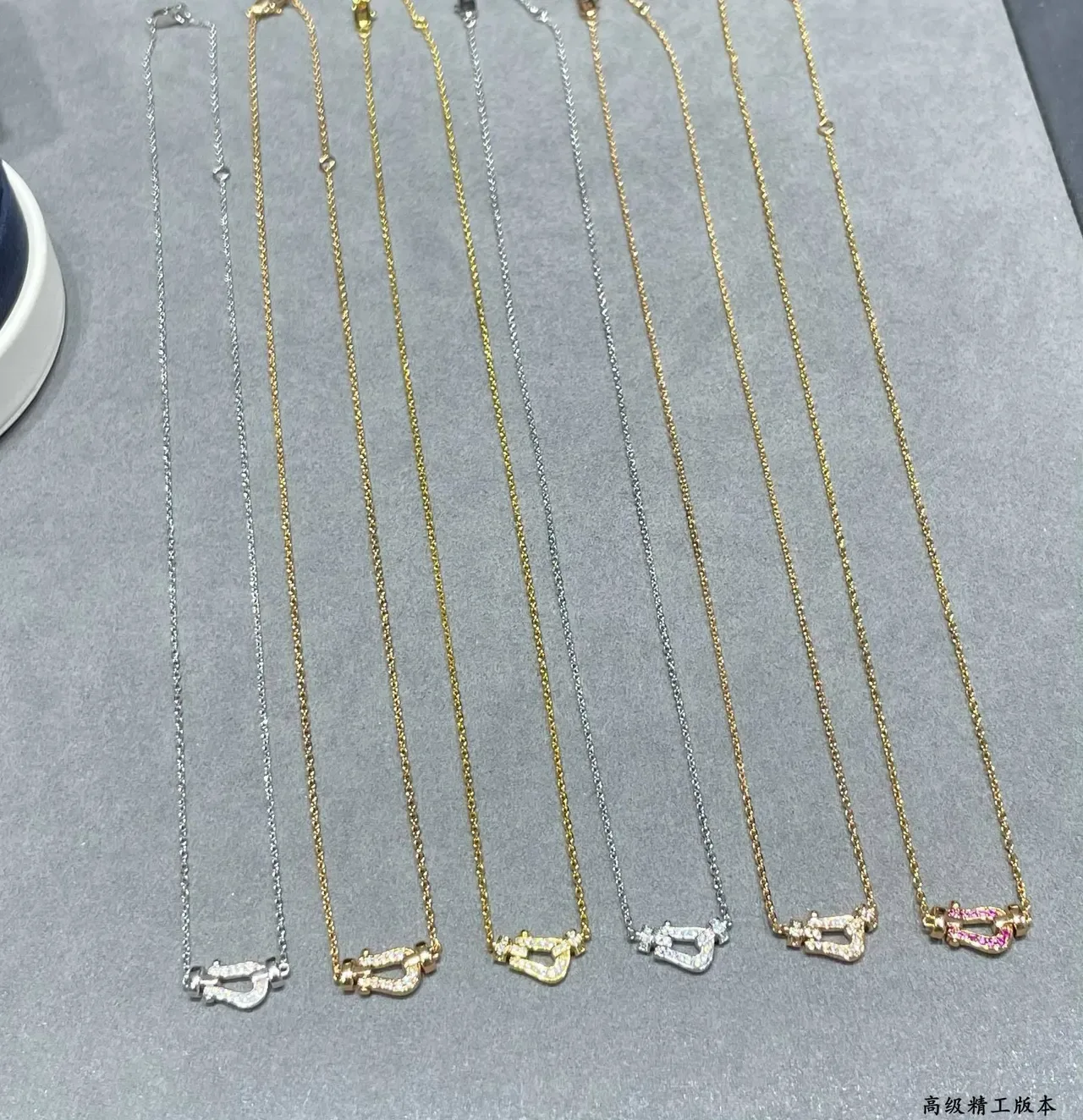 Gold Pink Chain Pavé Gemstone Pendant Necklace 2