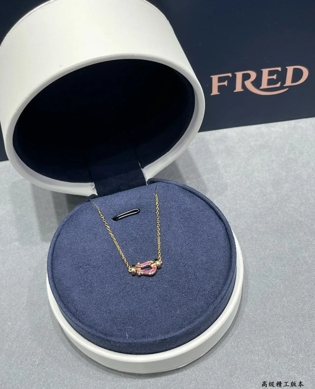 Gold Pink Chain Pavé Gemstone Pendant Necklace 6