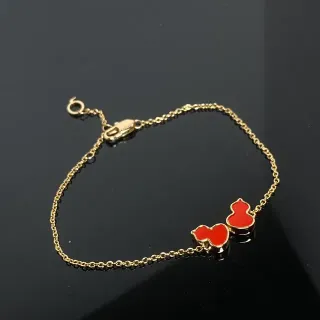 سوار ذهبي أحمر سلسلة إيمل قرعة وقلب