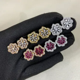 金红色花形Pavé-Set珠宝