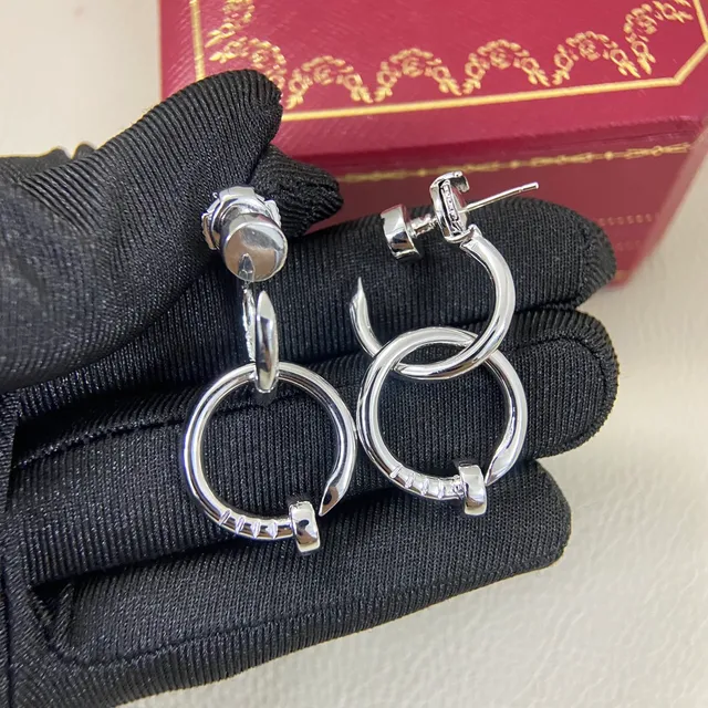 Gold Silver Double-Ring Hoop Interlocking Circles Earrings 7