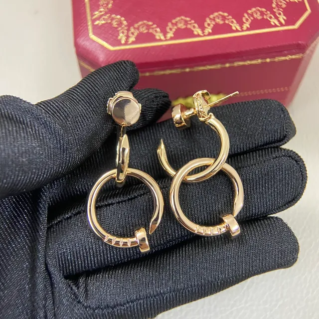 Gold Silver Double-Ring Hoop Interlocking Circles Earrings 9