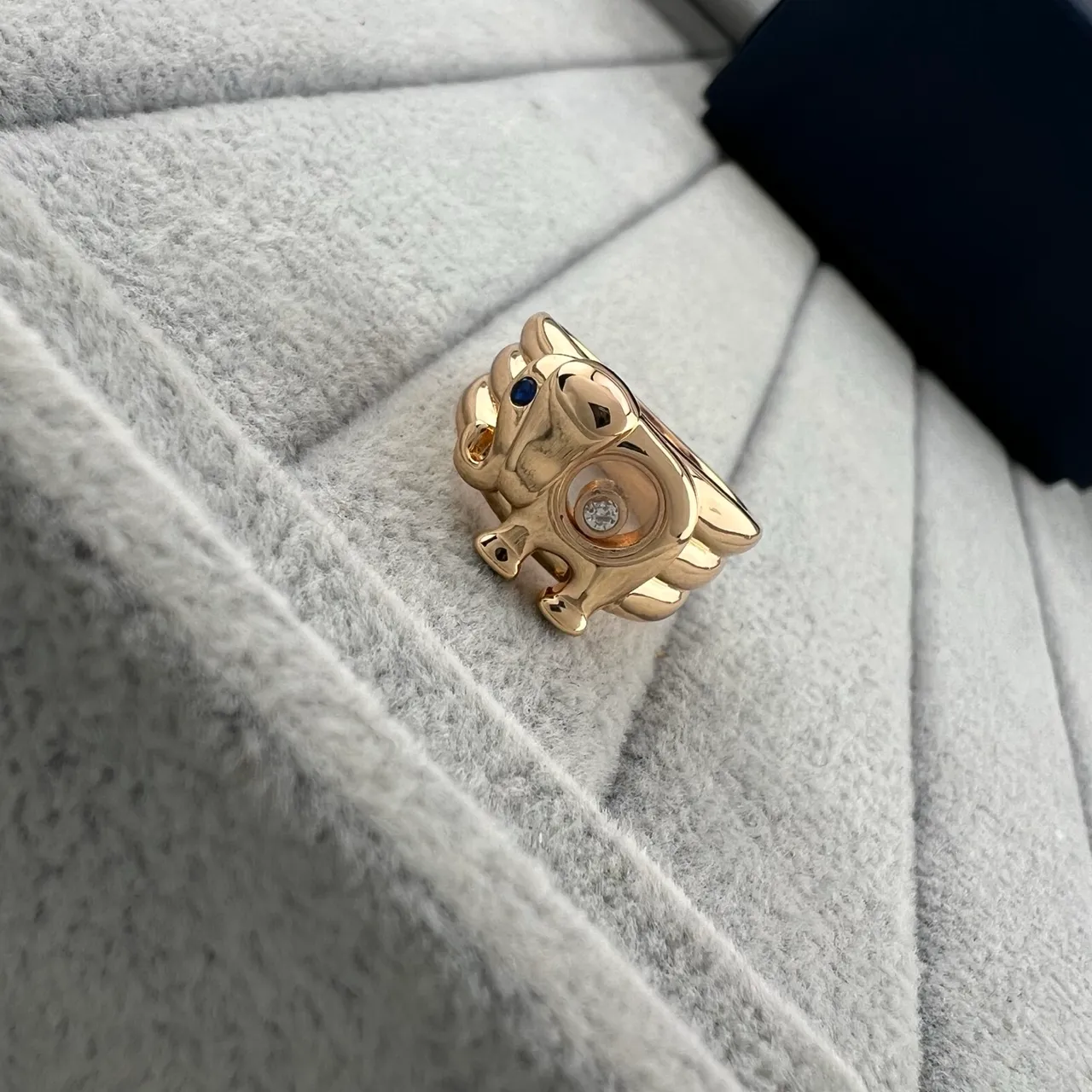 Gold Silver Elephant-Shaped Sculptural Ring 2