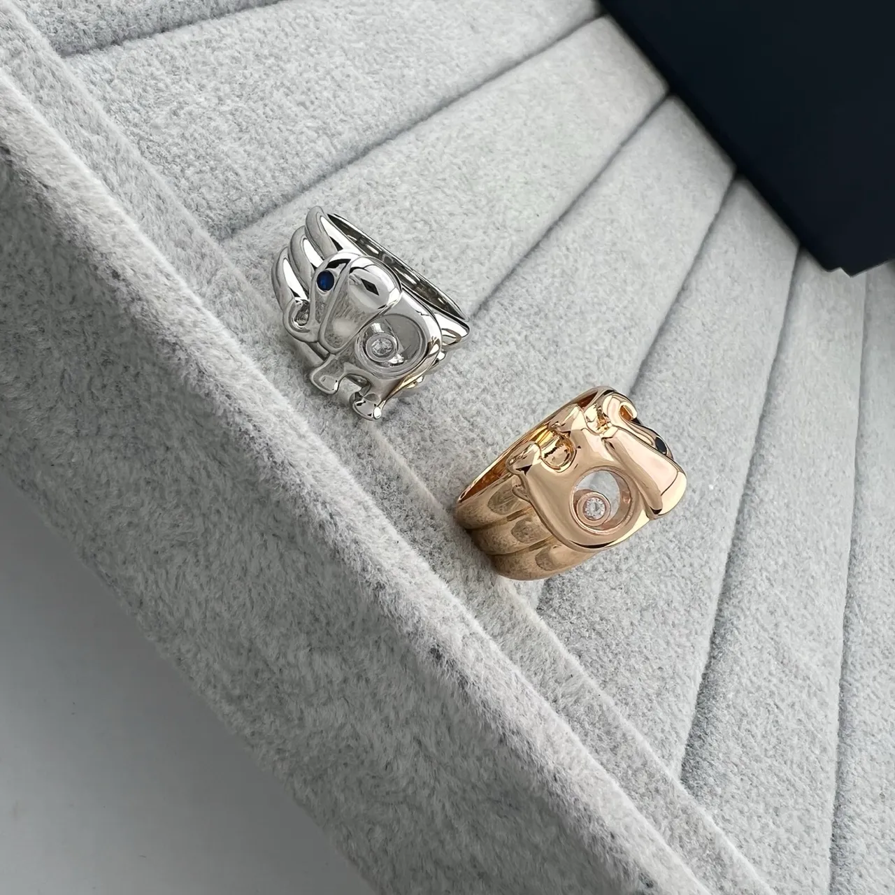 Gold Silver Elephant-Shaped Sculptural Ring 4