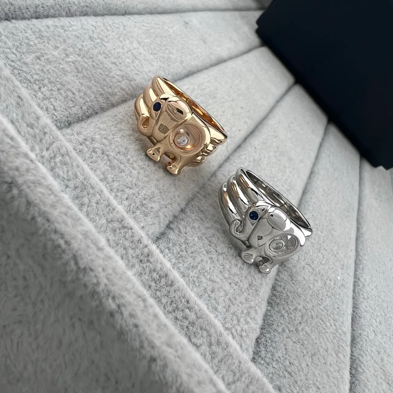 Gold Silver Elephant-Shaped Sculptural Ring 5