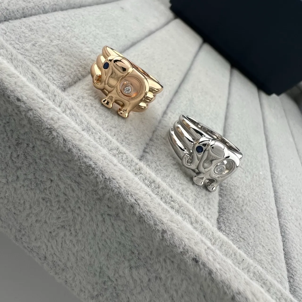 Gold Silver Elephant-Shaped Sculptural Ring 6