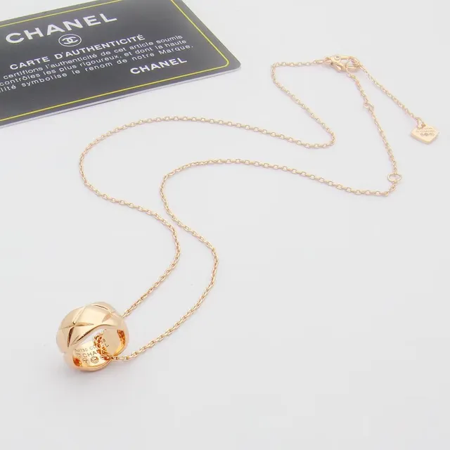 Gold Silver Geometric Faceted Sphere Interwoven Band Motif Necklace 3