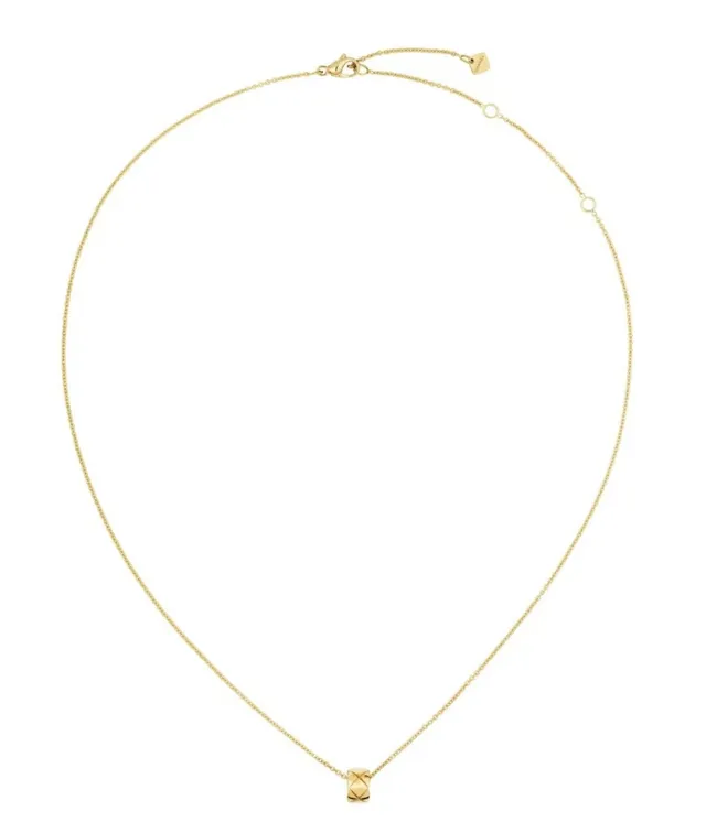 Gold Silver Geometric Faceted Sphere Interwoven Band Motif Necklace 8