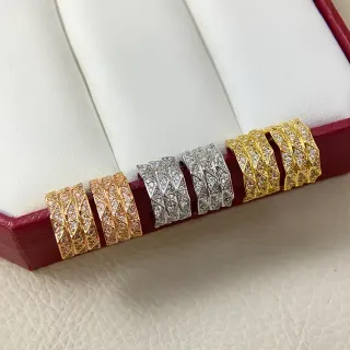Gold Silver Multi-Row Geometric Pave Hoop-Style Earrings