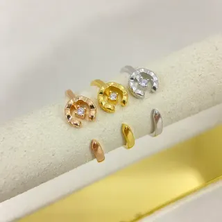 Gold Silver Open-Band Horseshoe-Shaped Ring