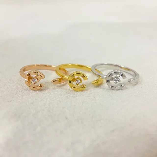 Gold Silver Open-Band Horseshoe-Shaped Ring 3