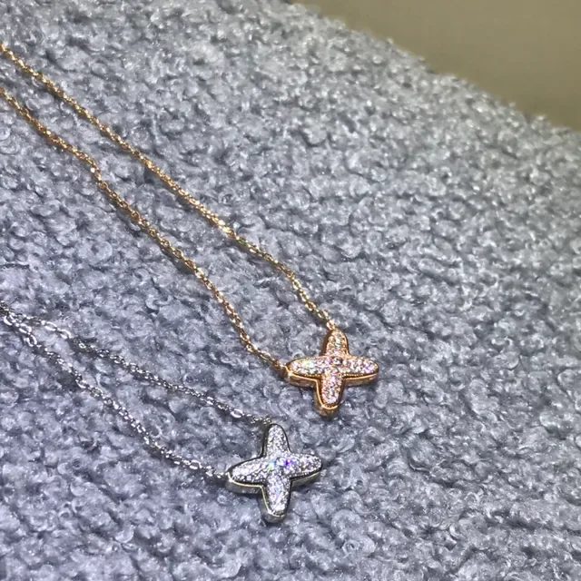 Gold Silver Pavé-Set Star Pendants Dual-Tone Metal Chains Necklace 5