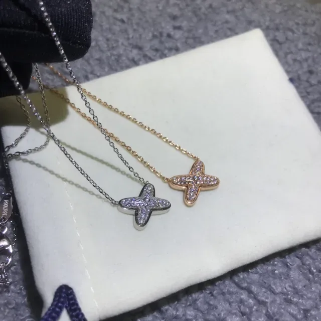 Gold Silver Pavé-Set Star Pendants Dual-Tone Metal Chains Necklace 6