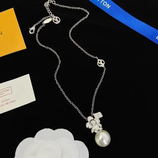 Gold Silver Pearl Pendant Floral Metal Charm Necklace 5
