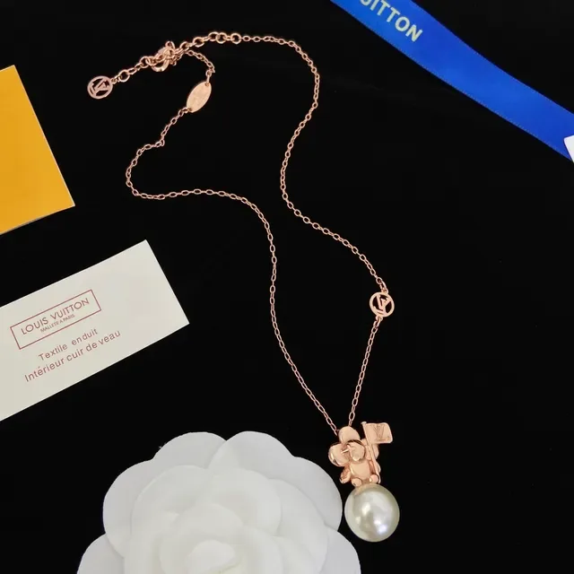 Gold Silver Pearl Pendant Floral Metal Charm Necklace 6