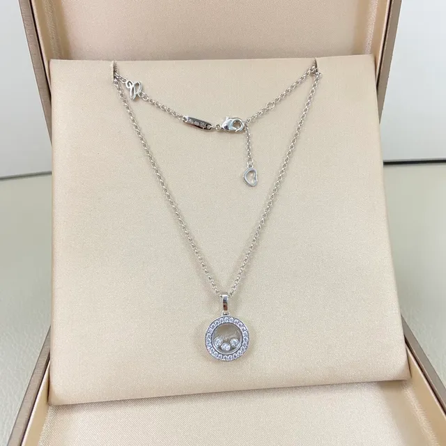 Gold Silver Rotating Locket Pendant Pavé-Set Stones Necklace 3