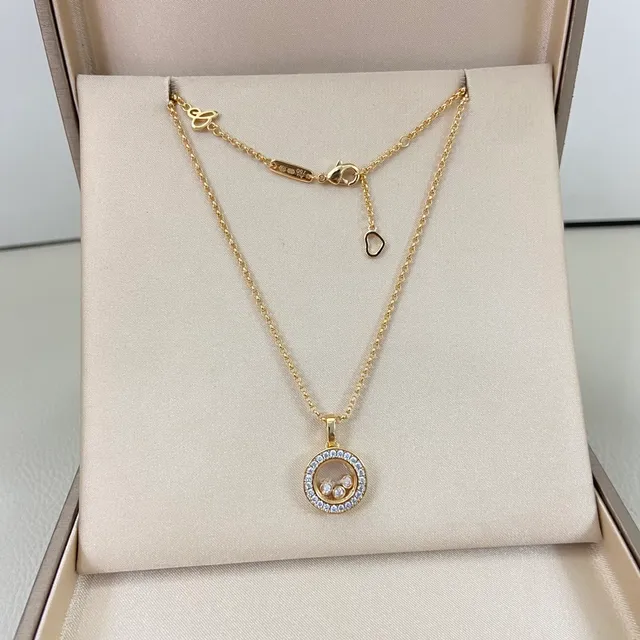 Gold Silver Rotating Locket Pendant Pavé-Set Stones Necklace 4