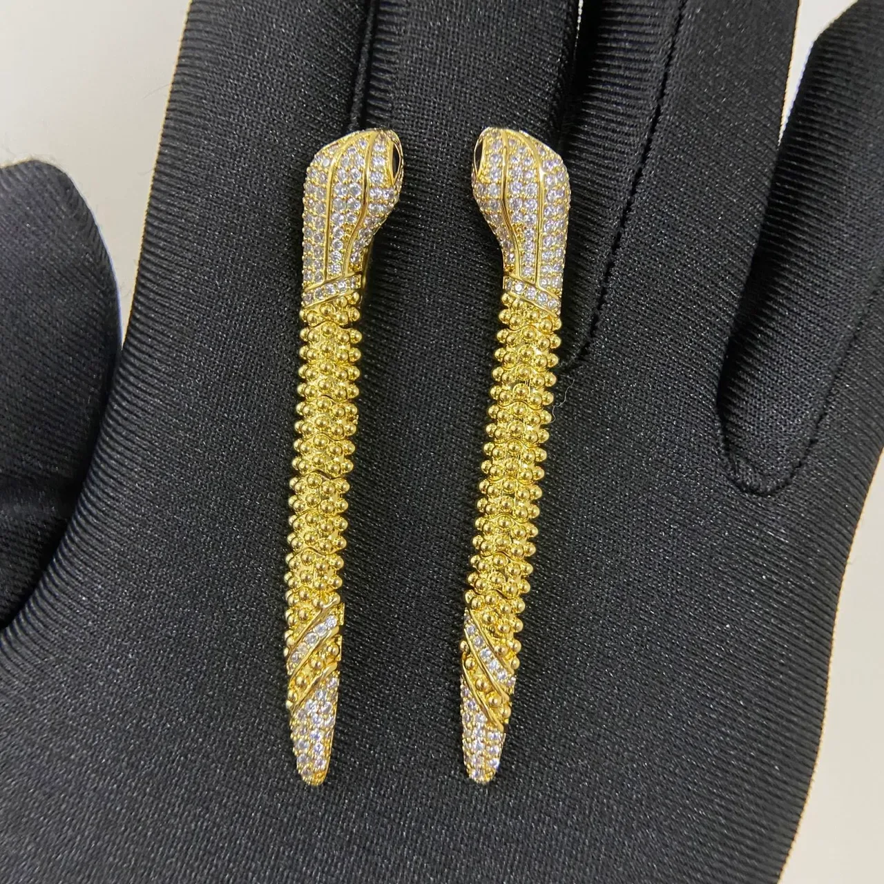 Broche Oro y Plata Silueta Cabeza de Serpiente Pavé Cristal 6