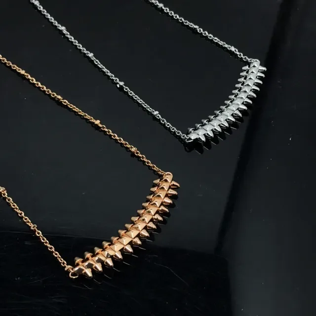 Gold Silver Spiked Bar Pendant Curved Silhouette Necklace 2