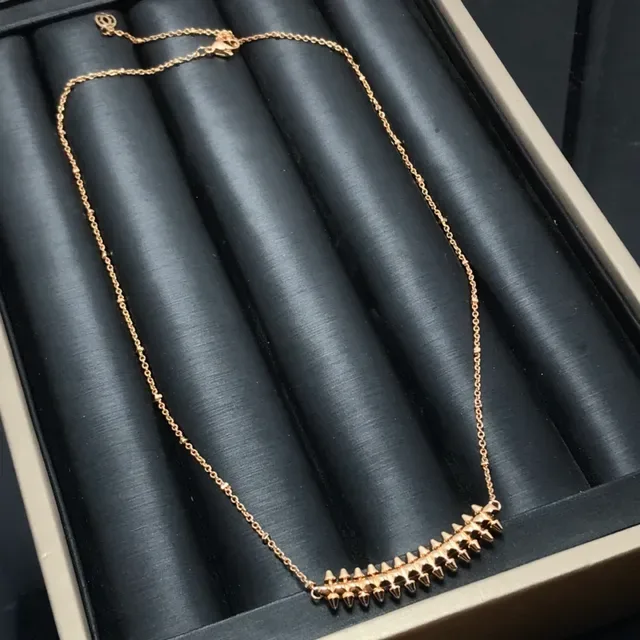 Gold Silver Spiked Bar Pendant Curved Silhouette Necklace 3