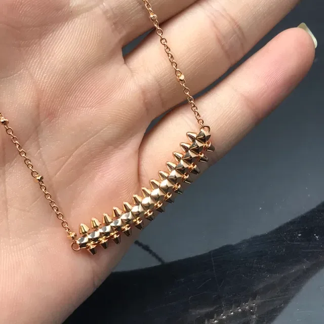 Gold Silver Spiked Bar Pendant Curved Silhouette Necklace 4