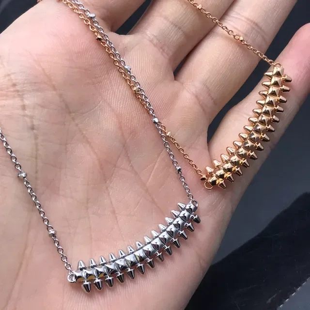 Gold Silver Spiked Bar Pendant Curved Silhouette Necklace 6