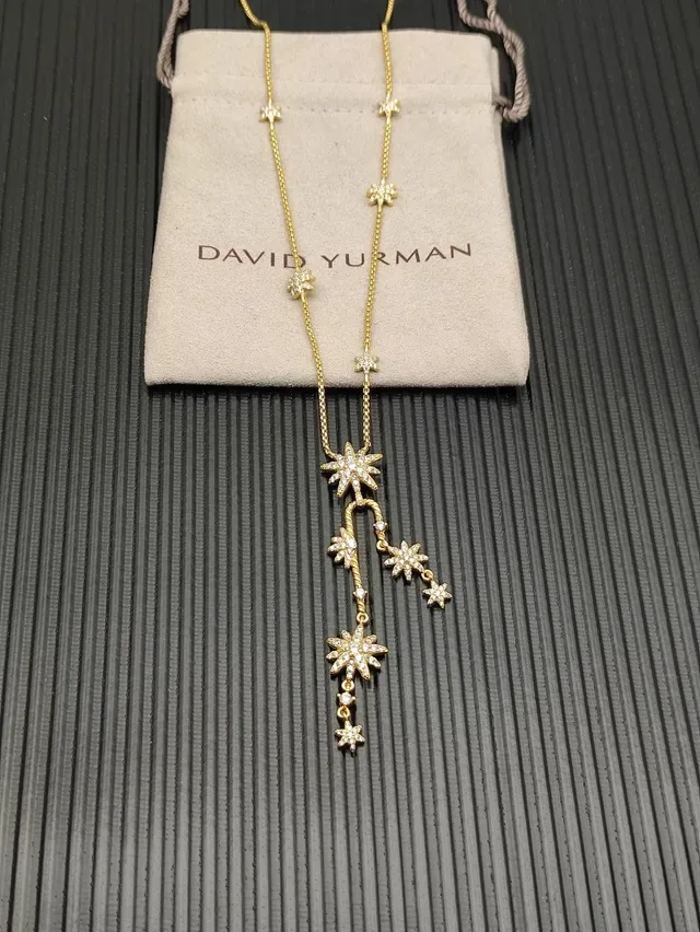 Gold Silver Starburst Pendant Design Dangling Multi-Tiered Stars Necklace 9