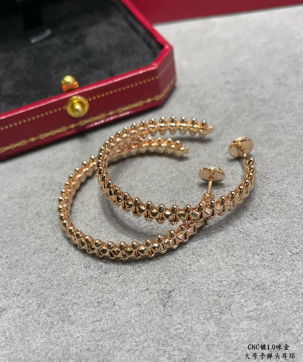 Gold Textured Spiked Double-Bar Hoop Earrings 4