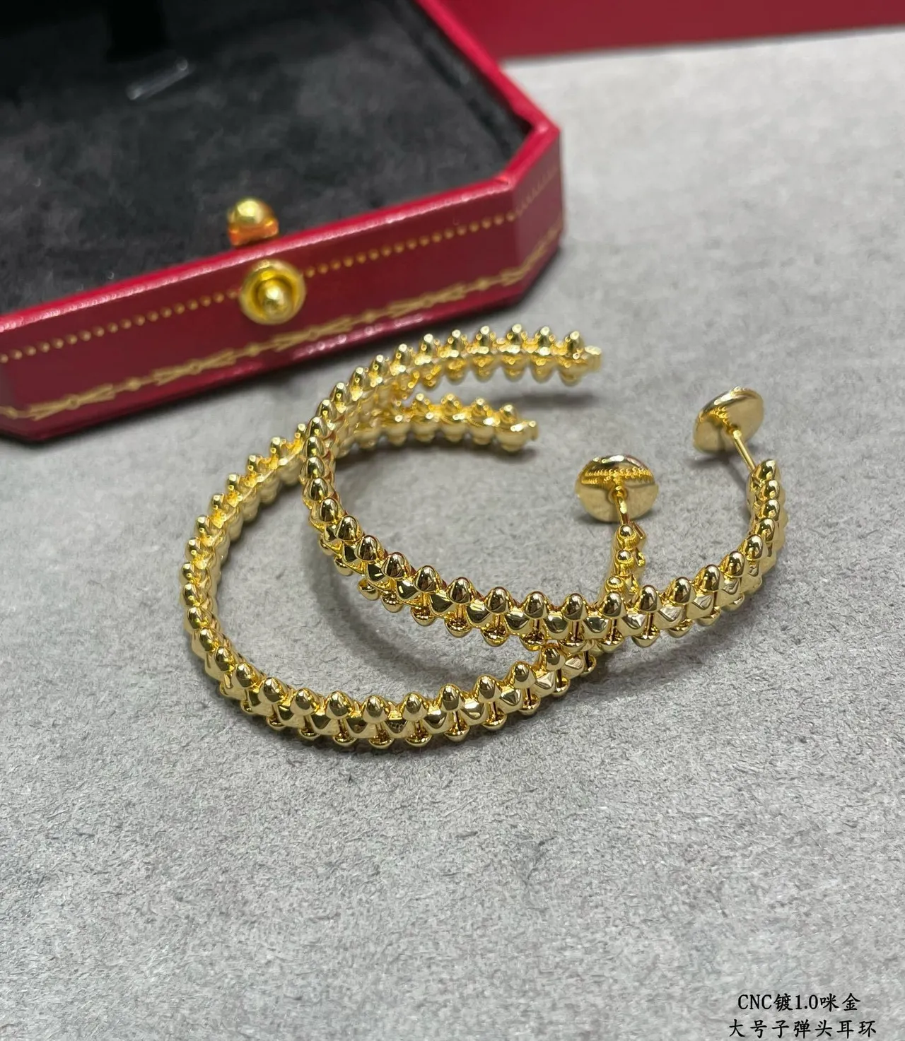 Gold Textured Spiked Double-Bar Hoop Earrings 5