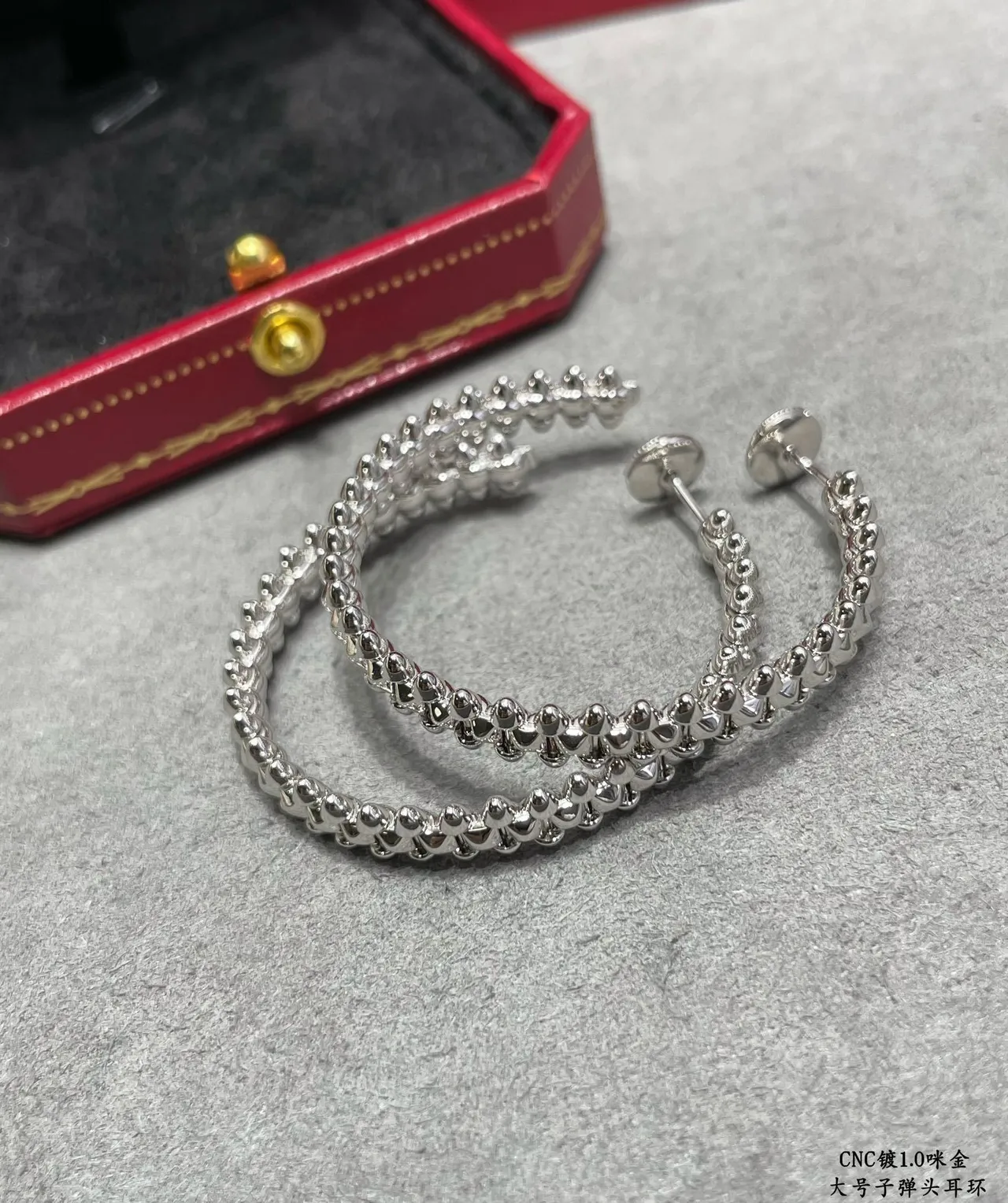 Gold Textured Spiked Double-Bar Hoop Earrings 6