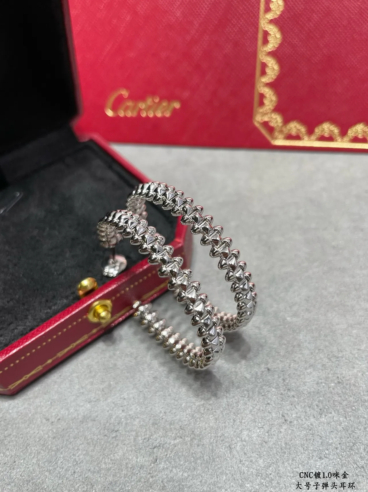 Gold Textured Spiked Double-Bar Hoop Earrings 7
