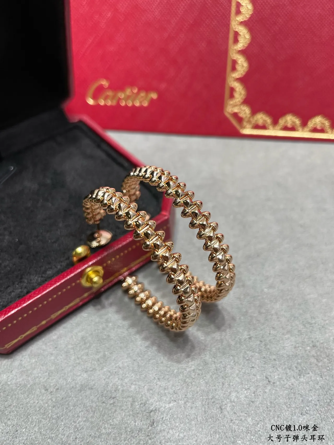 Gold Textured Spiked Double-Bar Hoop Earrings 8