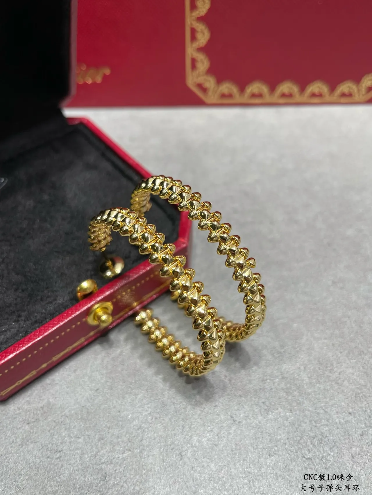 Gold Textured Spiked Double-Bar Hoop Earrings 9