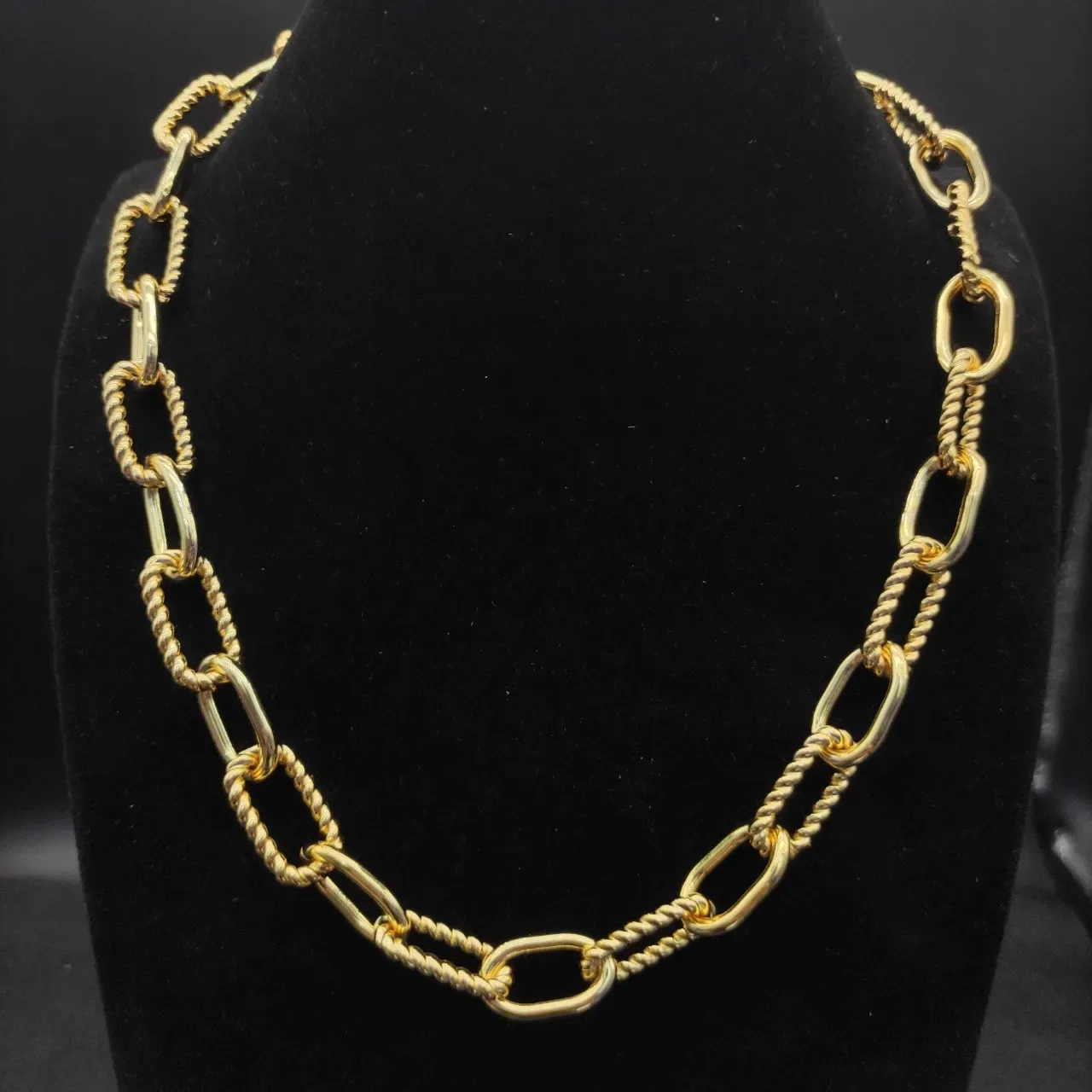 Gold-Tone Alternating Oval and Rope Chain Necklace 4