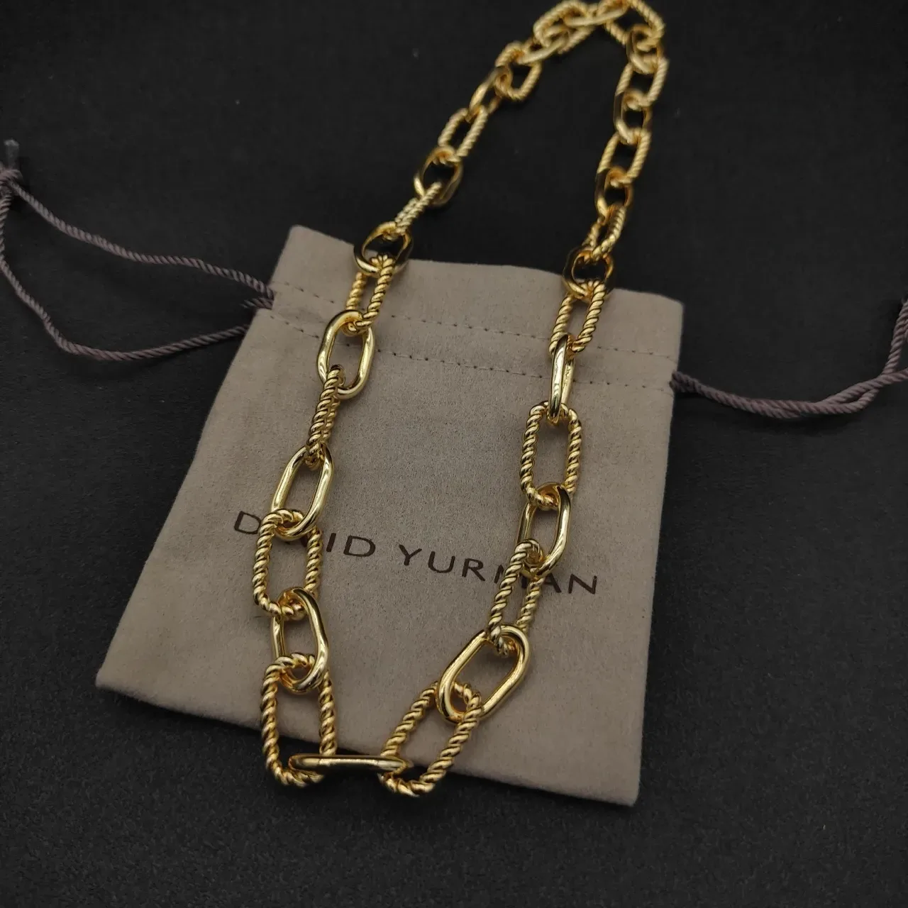 Gold-Tone Alternating Oval and Rope Chain Necklace 6