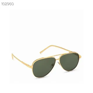 Gold Tone Aviator-Style Green Lens Sunglasses