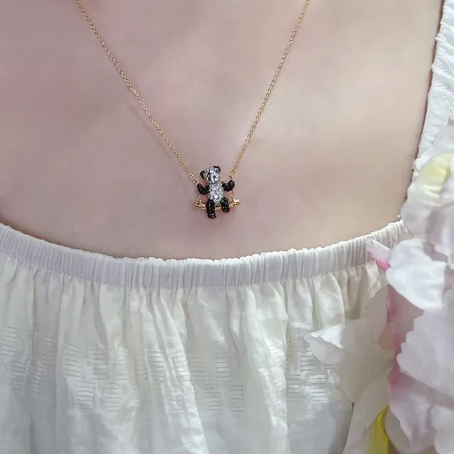 Gold-Tone Bear Pendant Fine Link Chain Necklace 9
