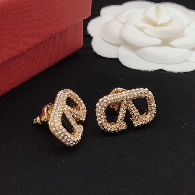 Gold-Tone Crystal Pavé Geometric Logo Stud Earrings 4