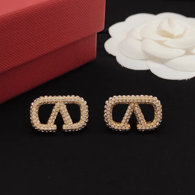 Gold-Tone Crystal Pavé Geometric Logo Stud Earrings 7