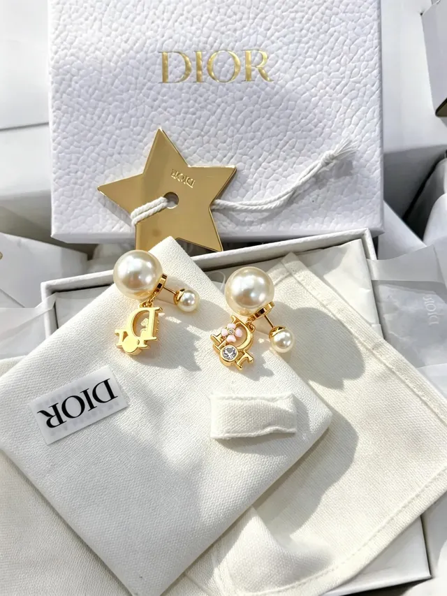 Gold-Tone Double Pearl Floral Crystal Earrings 5