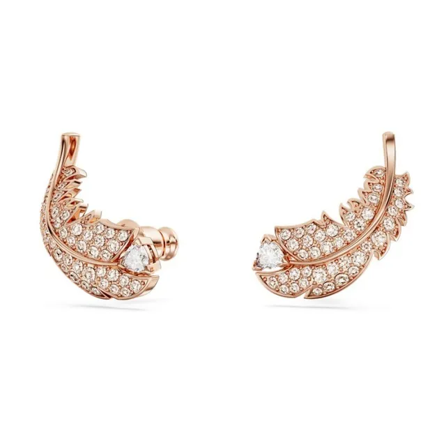 Bracelet de poignet à motif plume en ton or pavé-set à charnière 4