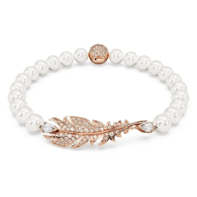Bracelet de poignet à motif plume en ton or pavé-set à charnière 7