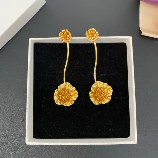 Gold-Tone Floral Double-Drop Earrings